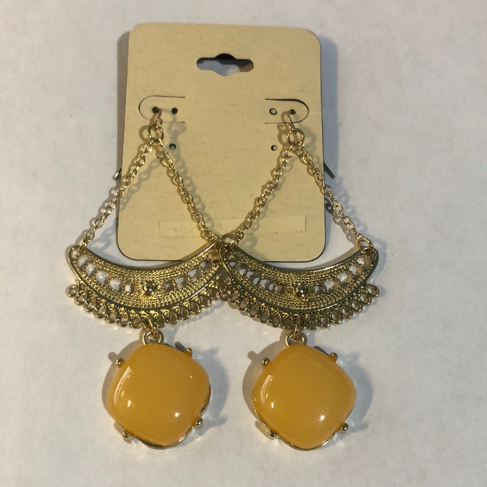 New Yellow and Gold Dangle Earrings